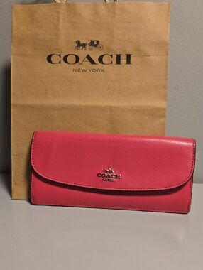 Coach Pink Leather Continental Wallet